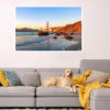 Modern living room interior. Cute Golden Labrador Retriever on c