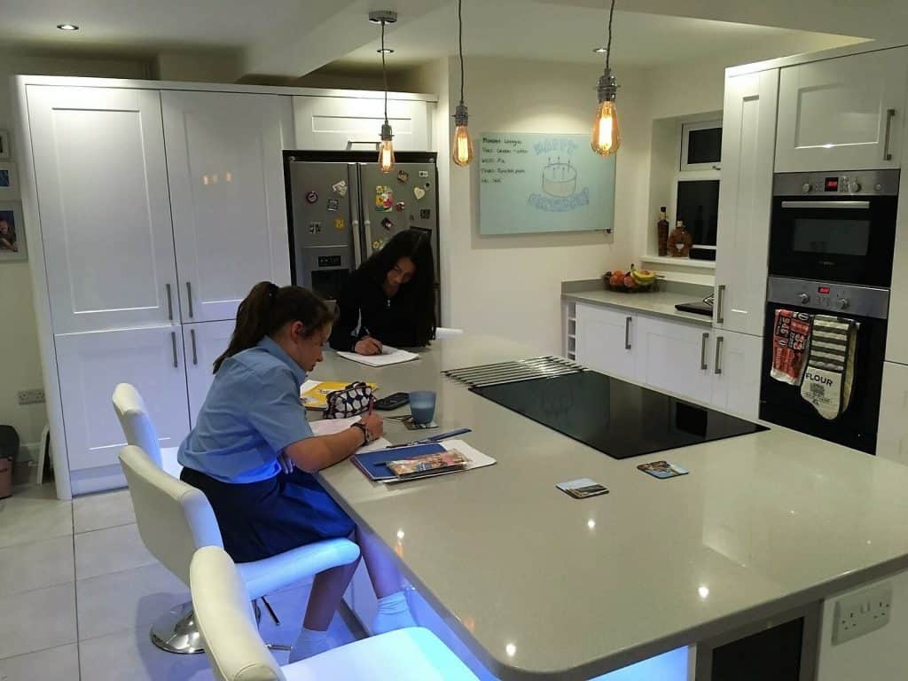 Herschel glass panel whiteboard heating a kitchen