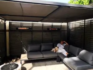 Herschel California installed in heated outdoor lounge
