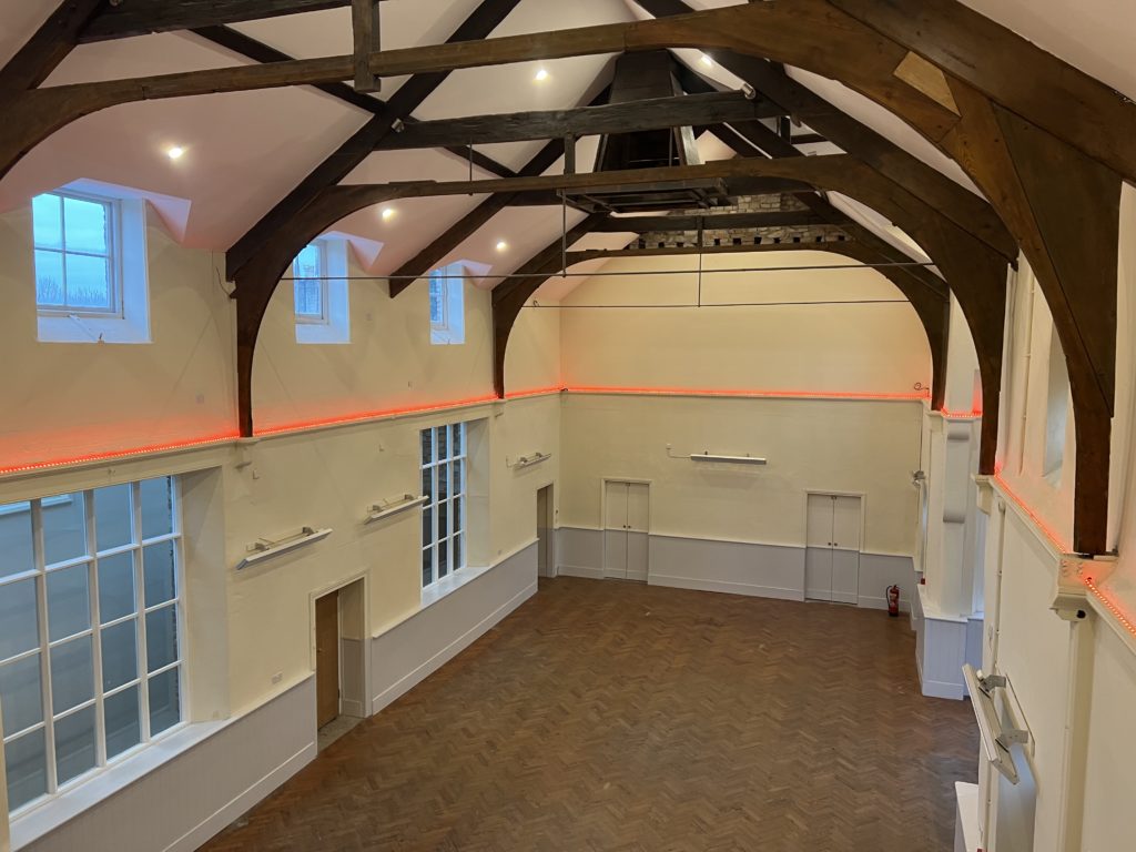 Henbury Village Hall heated by Herschel Zero light summit heaters