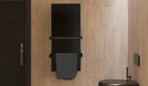 Black Towel Rail in modern bathroom