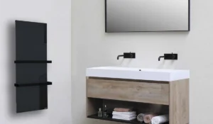 Black towel Rail in bathroom