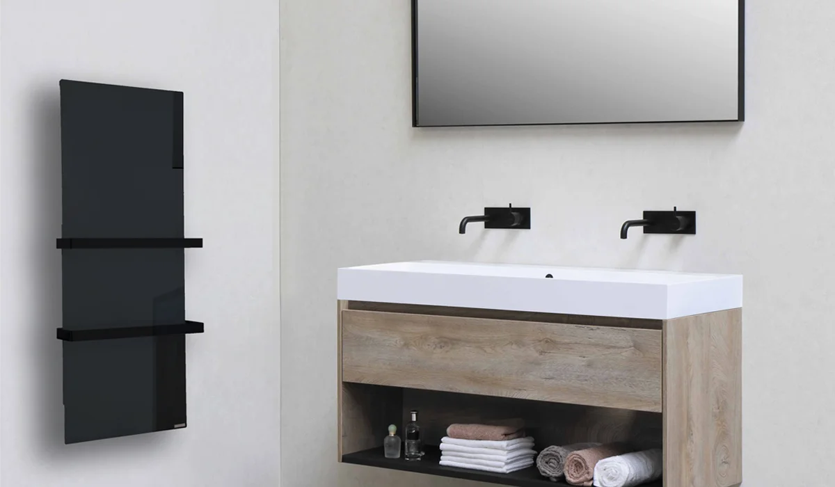 Black towel Rail in bathroom