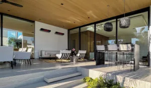 Herschel Rio glass electric patio heater in covered patio area