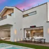Herschel Rio glass electric patio heater in outdoor pool area