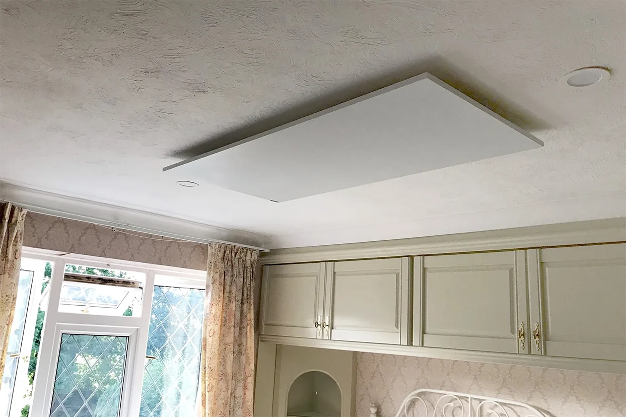 Ceiling mounted infrared panels creating healthier interior