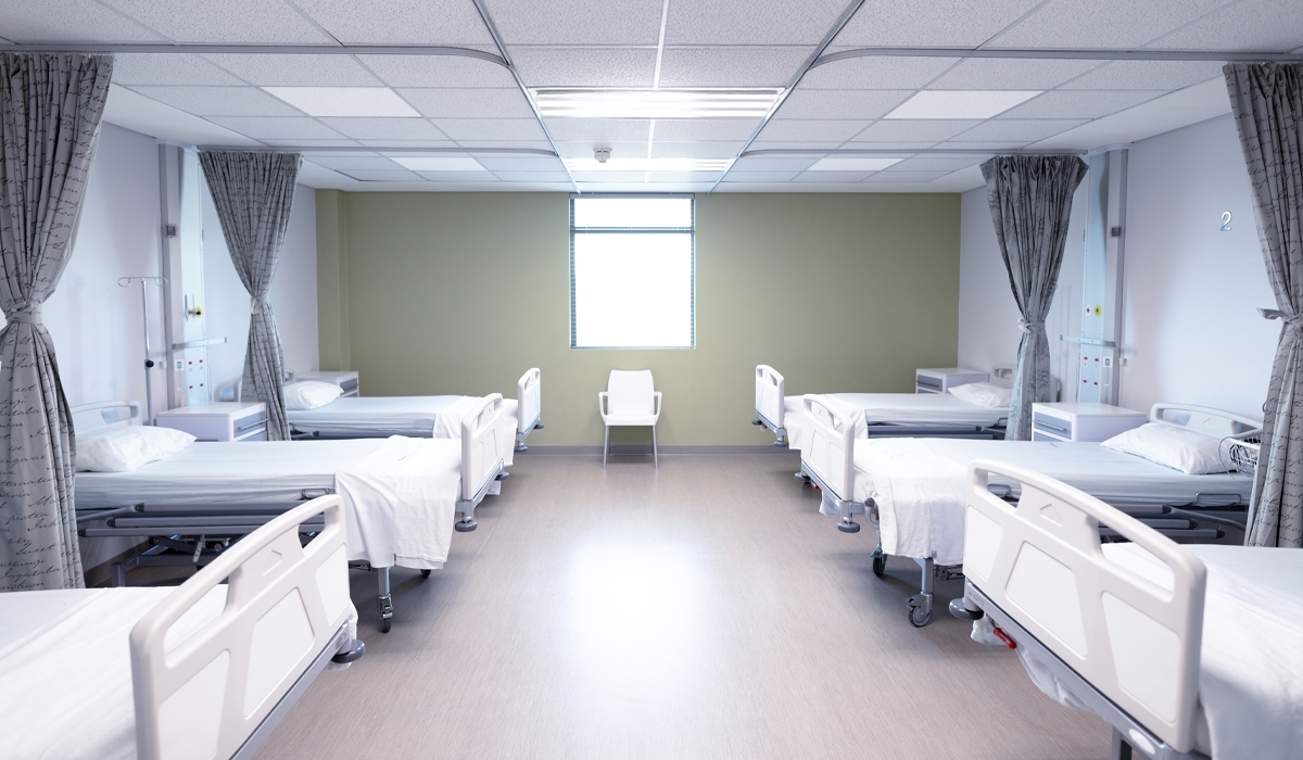 Ceiling tile heaters installed in hospital ward