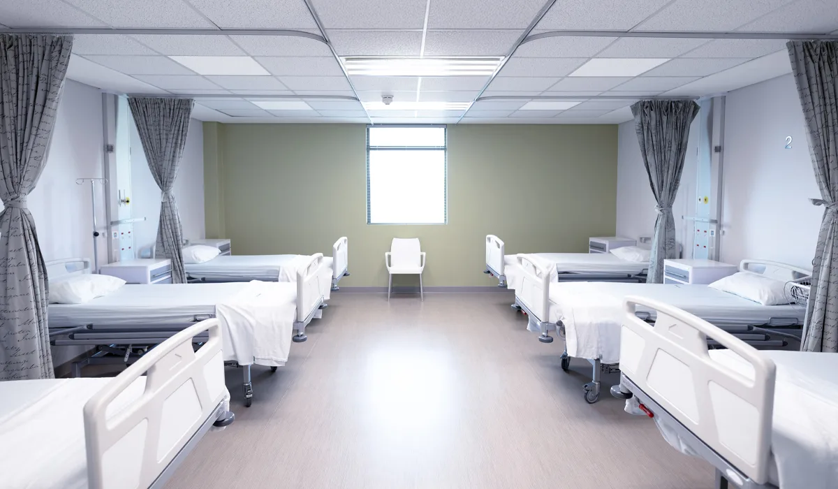 Ceiling tile heaters installed in hospital ward