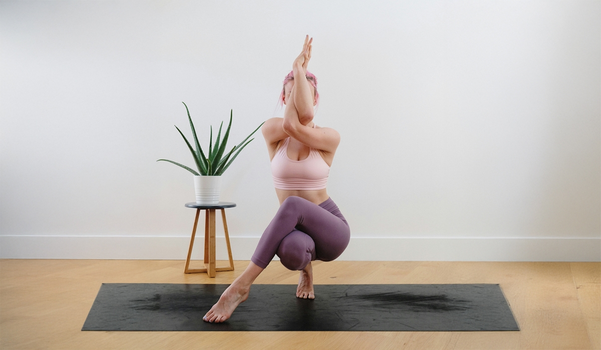 Yoga pose in indoor studio