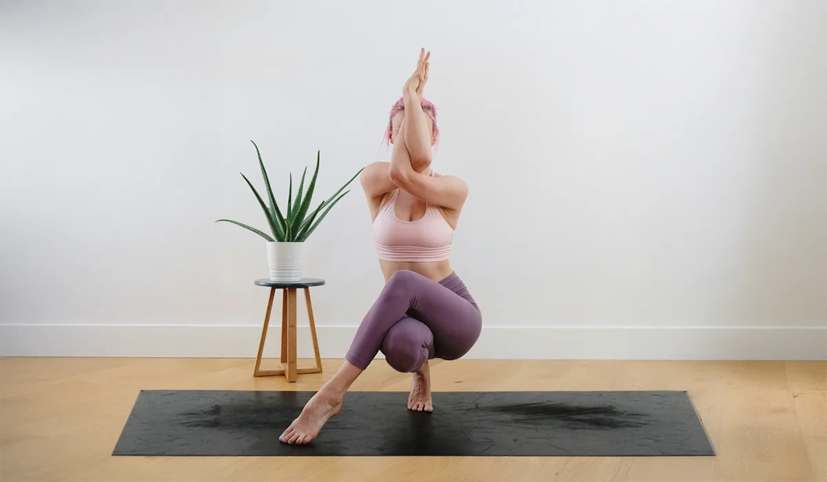 Yoga pose in indoor studio