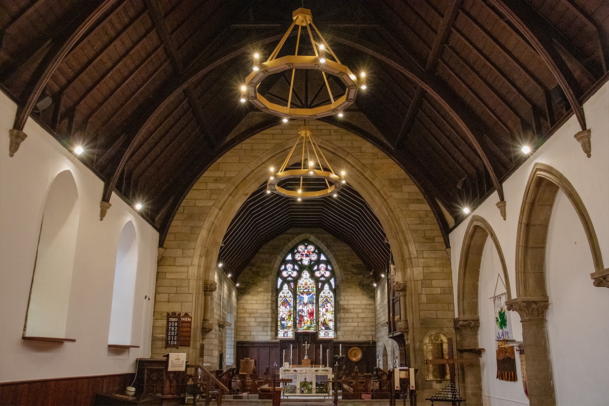 Halos installed in St. Peter's Church, Galashiels, Scotland